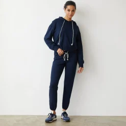 MONROW Supima Fleece Hoody DARKNAVY Clearance